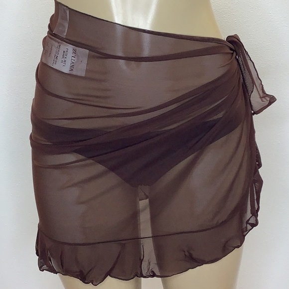 Zuliana mesh ruffle lettuce trim sarong Made in USA - Picture 1 of 4